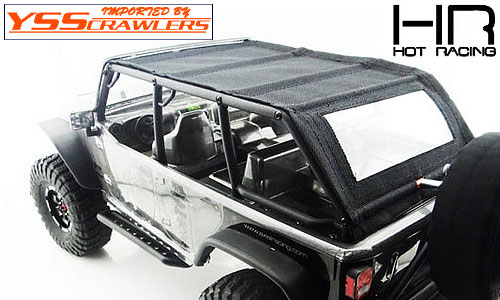 Hot Racing Jeep 4 Dr Soft Top Tan silver Rod for Axial Wrangler! [Black]