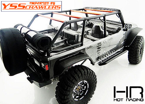 Hot Racing Jeep 4 Dr Soft Top Tan silver Rod for Axial Wrangler! [Black]