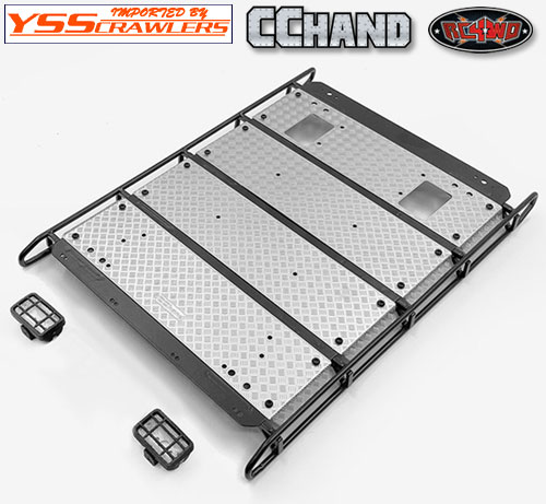 RC4WD Command Roof Rack w/ Diamond Plate & 2x Square Lights for Traxxas TRX-4 Mercedes-Benz G-500 (Style A)