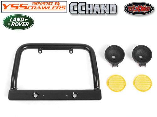 RC4WD Steel Push Bar Front Bumper W/ Yellow Flood Lights for RC4WD Gelande II 2015 Land Rover Defender D90