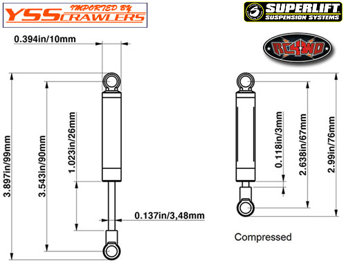 RC4WD Superlift Superide 90mm Scale Shock Absorbers! [Pair]