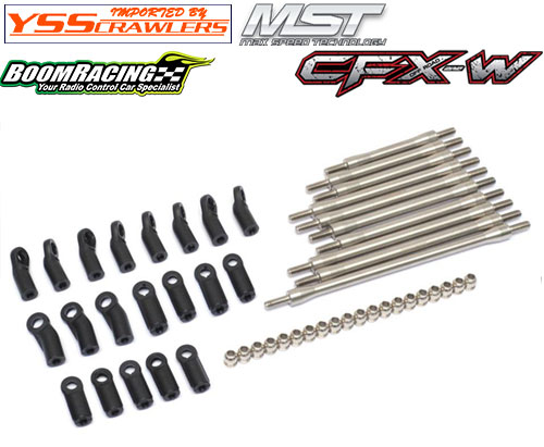 YSS BR Stainless Steel Links W/ Ball Ends 313mm Wheelbase (4mm Rod Ends) Silver for MST 1/8 CFX-W!