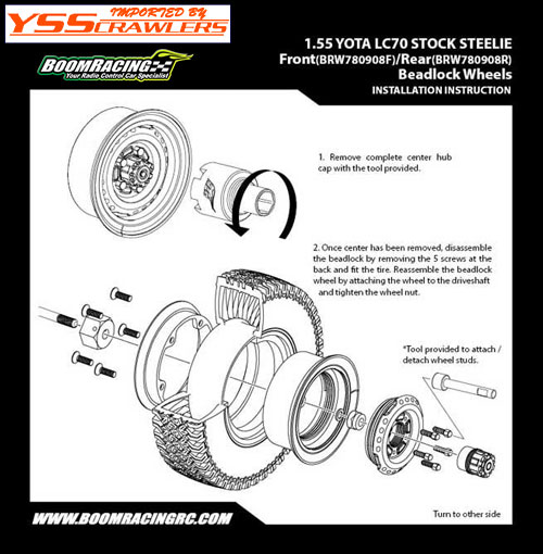 BR 1.55 Yota LC70 Stock Steelie Beadlock Wheels Rear