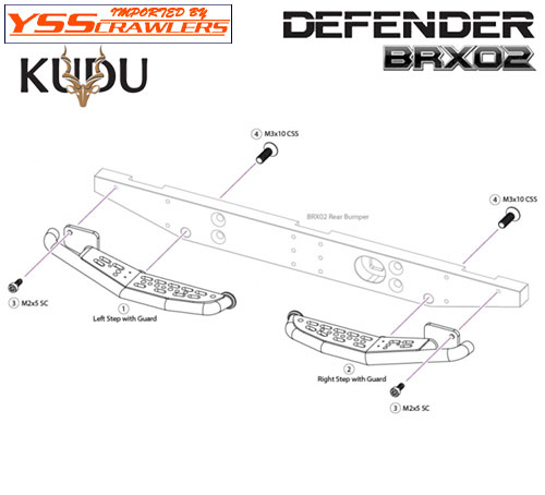YSS BR KUDU Rear Metal Step Tow Bumper Set for BRX02