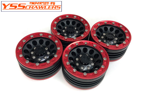YSS Crawlers 1.9 Beadlock Wheels Type E! [Black-Red][4pcs]