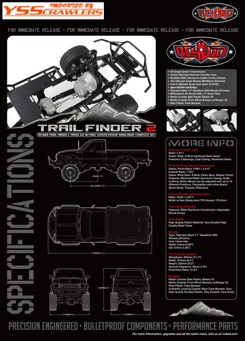 RC4WD Trail Finder 2 Truck Kit w/1982 Toyota Pickup Hard Body Complete Set