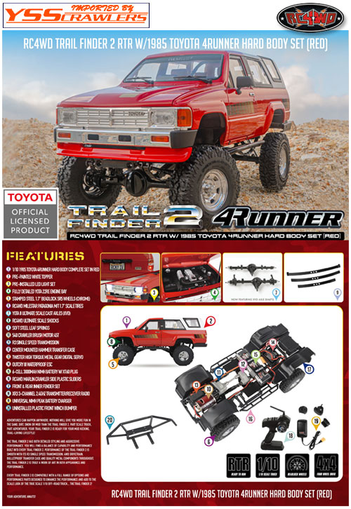 RC4WD Trail Finder 2 RTR w/1985 Toyota 4Runner Hard Body Set (Red)
