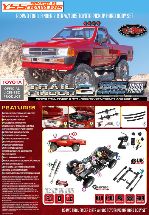 RC4WD Trail Finder 2 RTR w/1985 Toyota 4Runner Hard Body Set (Red)