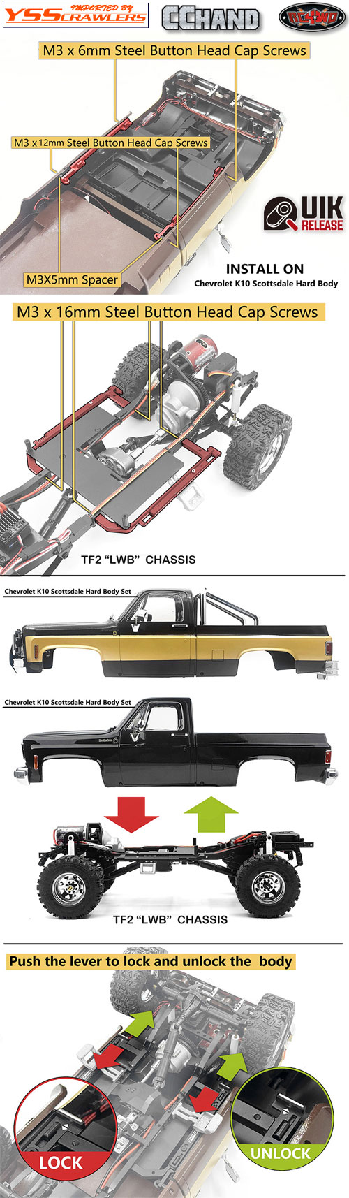 RC4WD Quik Release Body Mount for Chevrolet K10