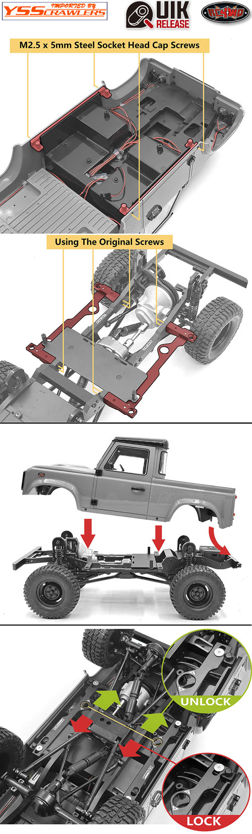 RC4WD Quik Release Body Mount for Land Rover Defender D90