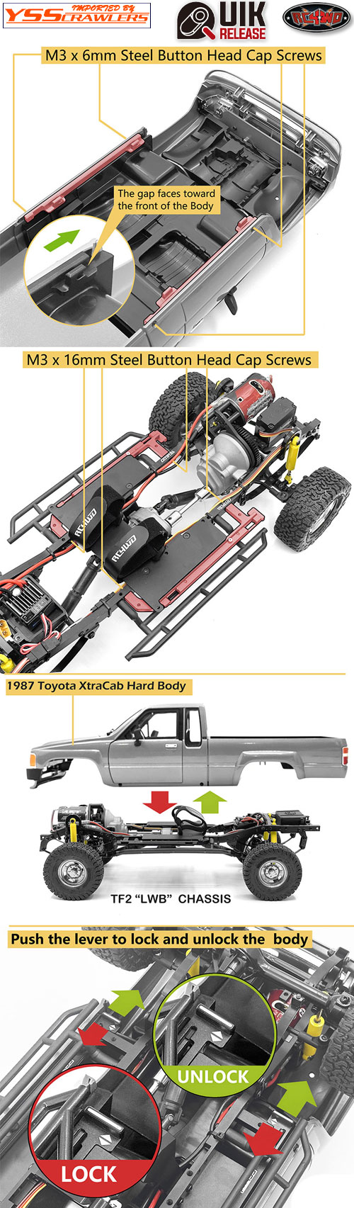 RC4WD Quik Release Body Mount for 1987 Toyota XtraCab