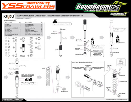 Boom Racing KUDU 80mm Coilover Scale Shock Absorbers (2)