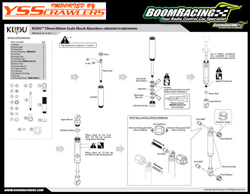 Boom Racing KUDU™ 80mm Scale Shock Absorbers (2)